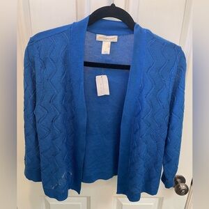 New Christopher & Banks Vibrant Blue Cropped Cardigan